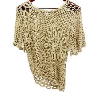 Aqua Blue Crochet Top M